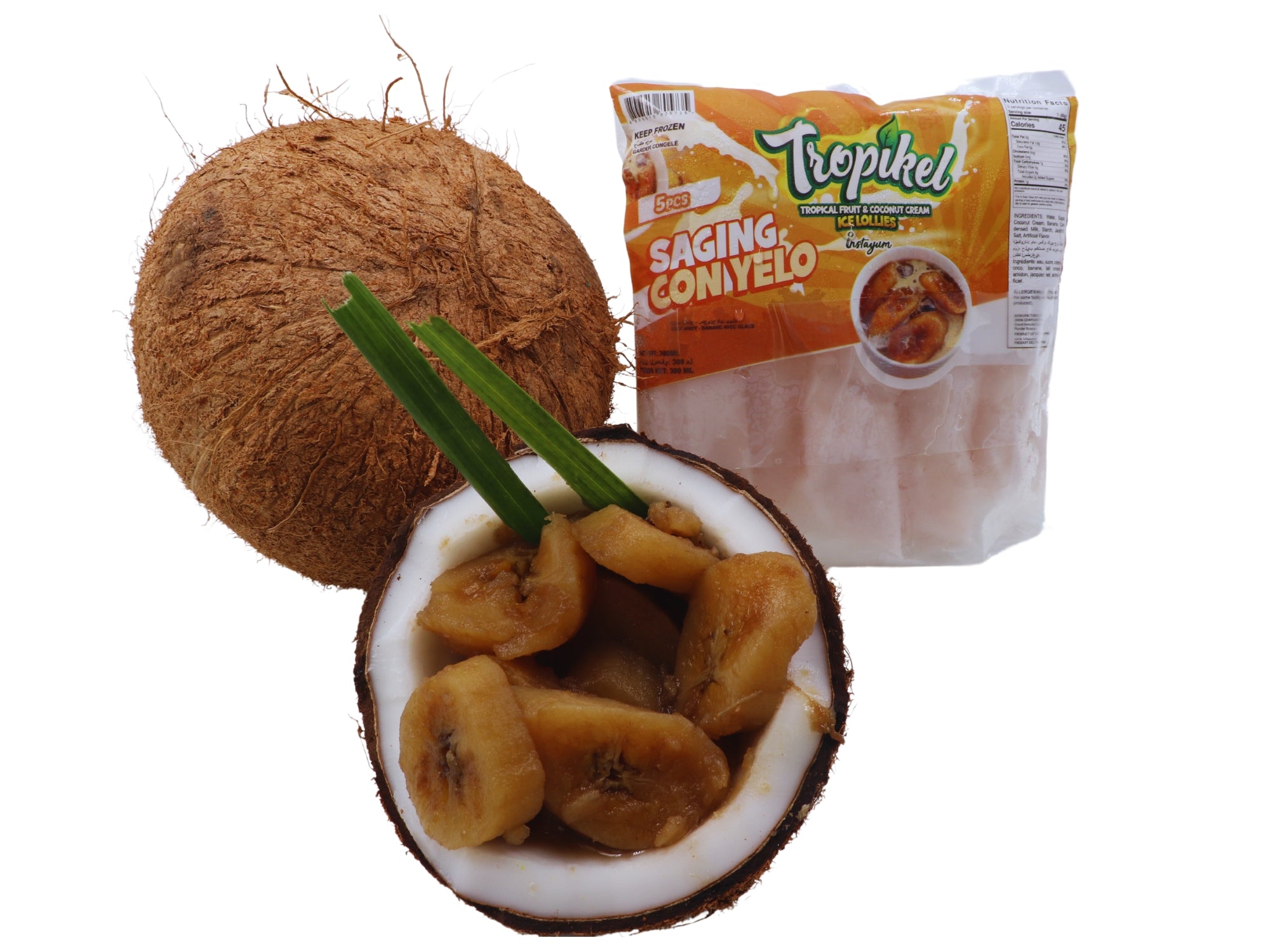 Instayum Tropikel Frozen Filipino Ice Candy or Ice Lollies Coconut & Minatamis na Saging Saba (5pcs)
