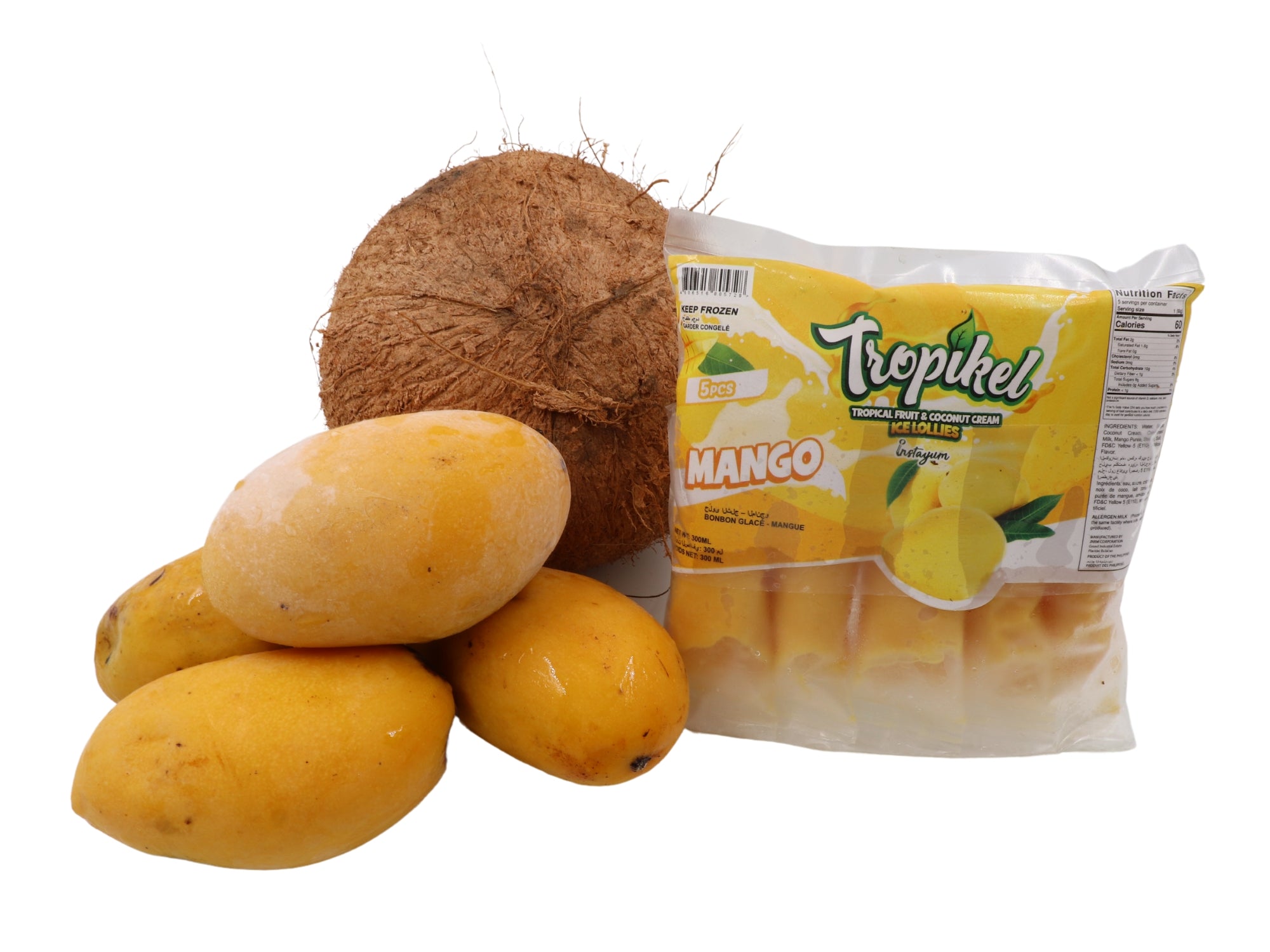 Instayum Tropikel Frozen Filipino Ice Candy or Ice Lollies Coconut & Mango (5pcs)
