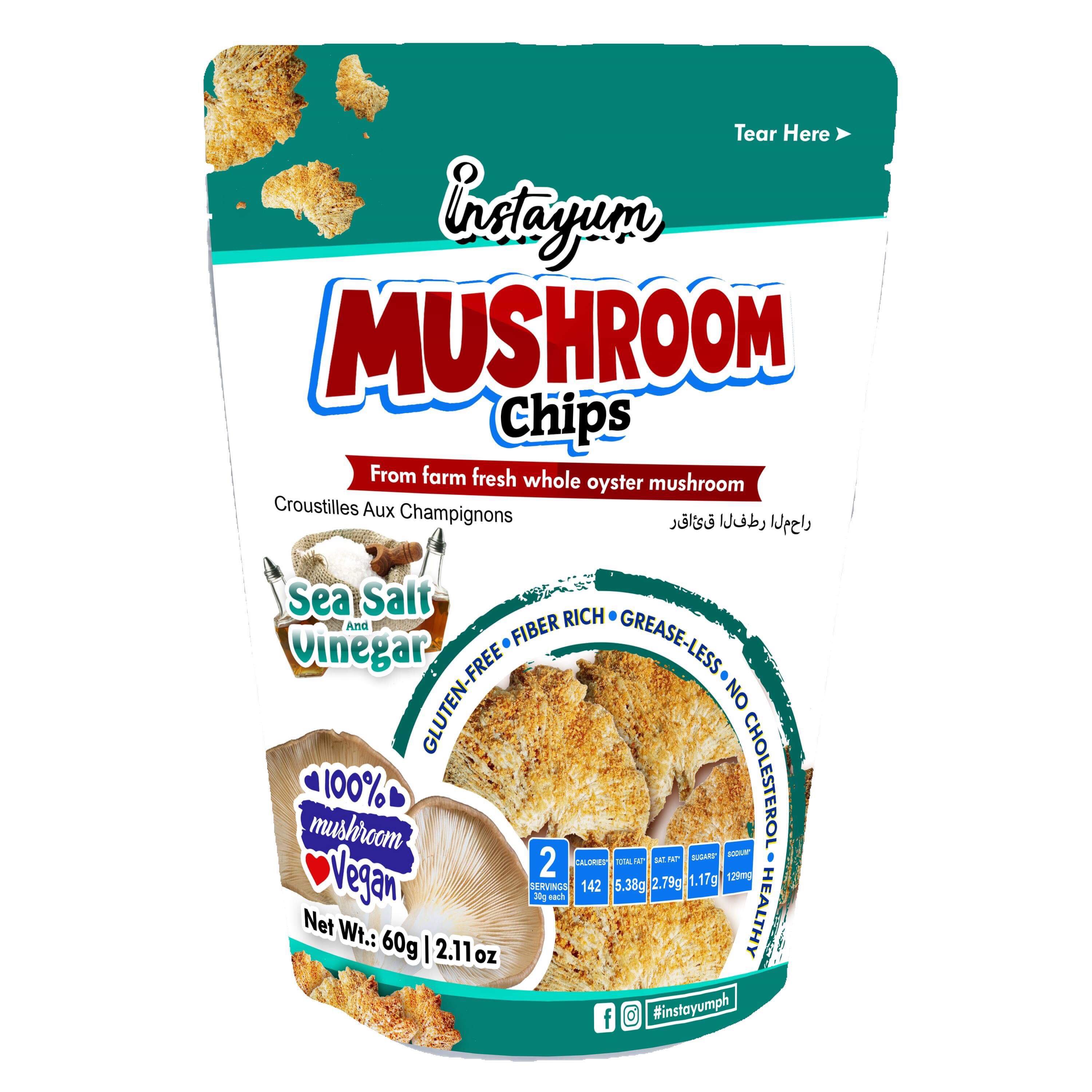 Instayum Vegan Mushroom Chips SeaSalt & Vinegar Flavor